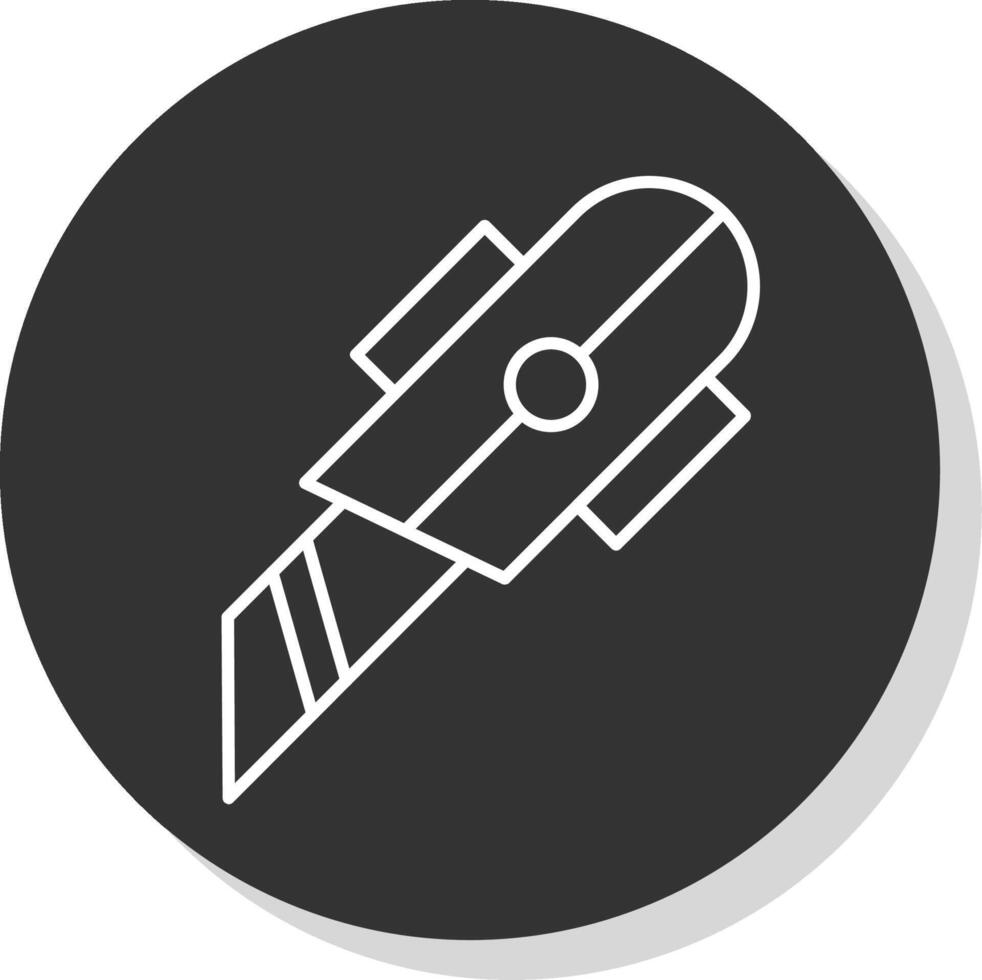 Utility Knife Line Grey Circle Icon vector