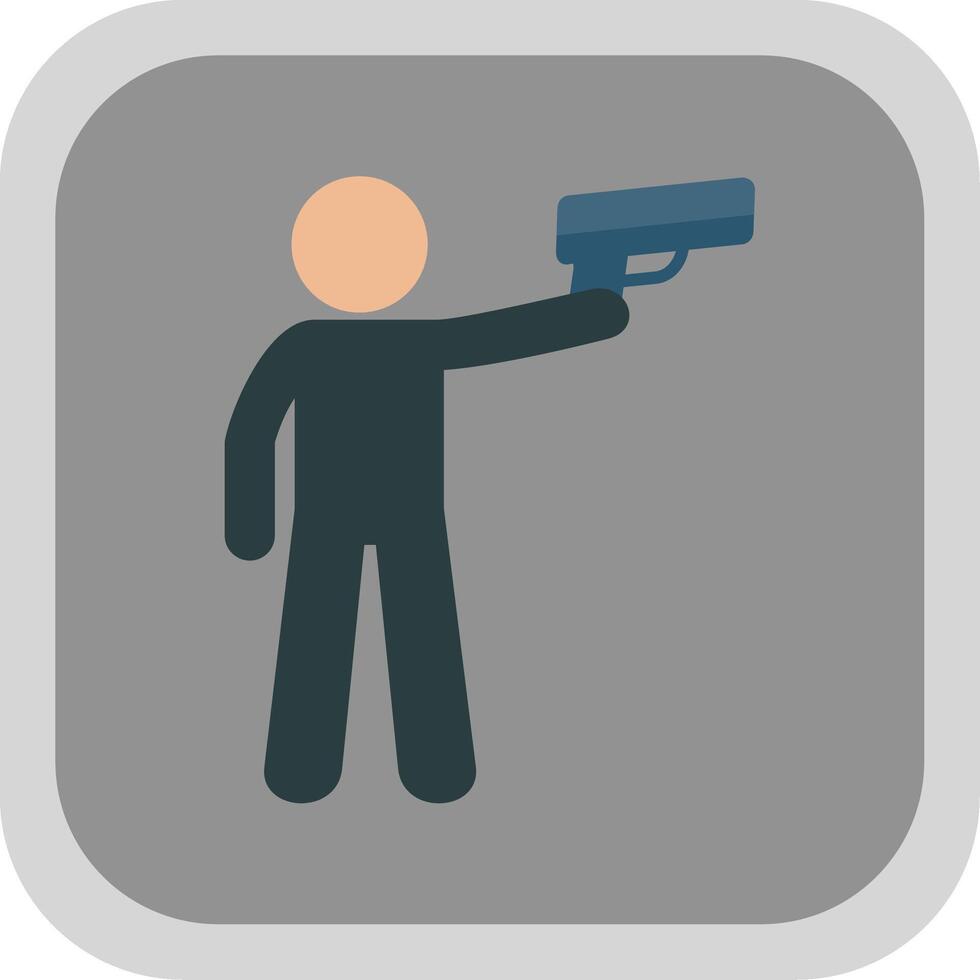 Policeman Holding Gun Flat Round Corner Icon vector
