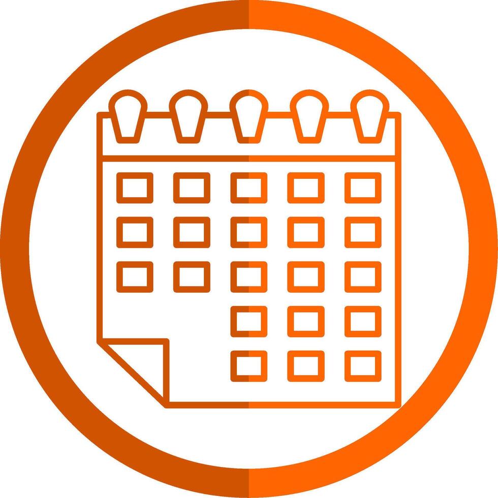 Calendar Line Orange Circle Icon vector