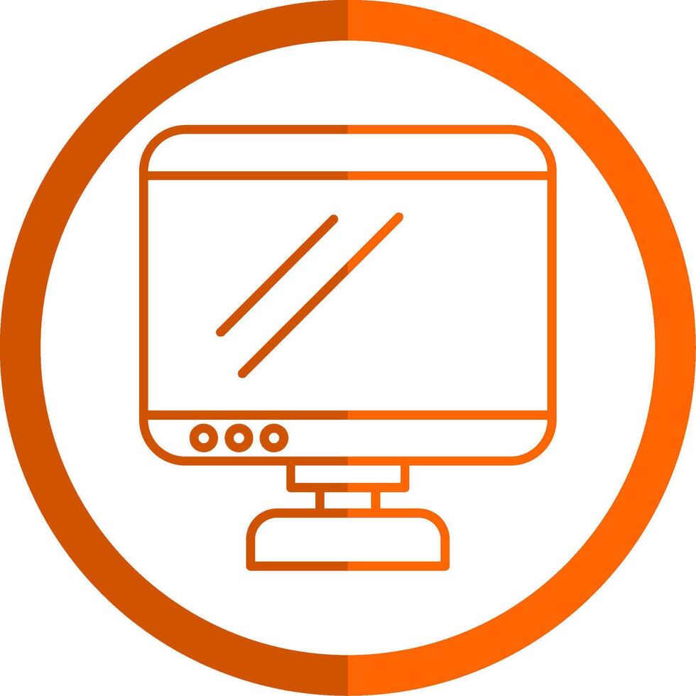 Monitor Line Orange Circle Icon vector