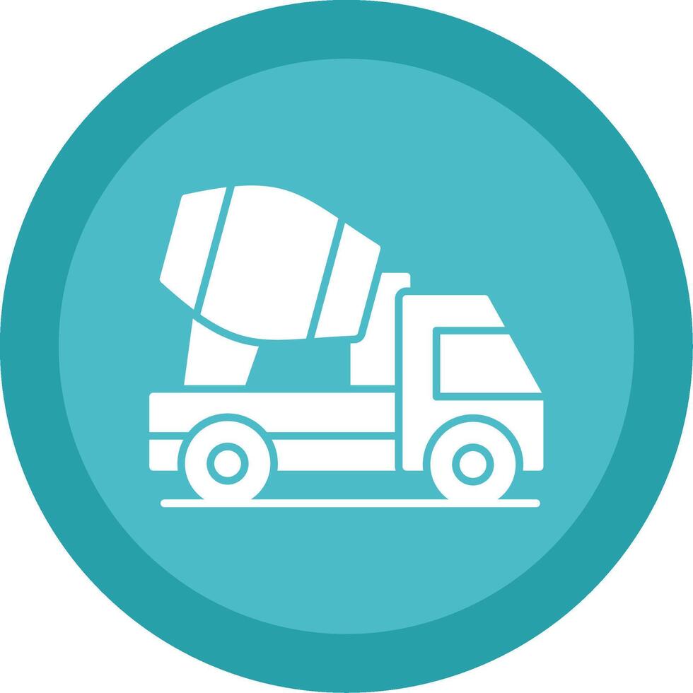 Concrete Mixer Glyph Multi Circle Icon vector