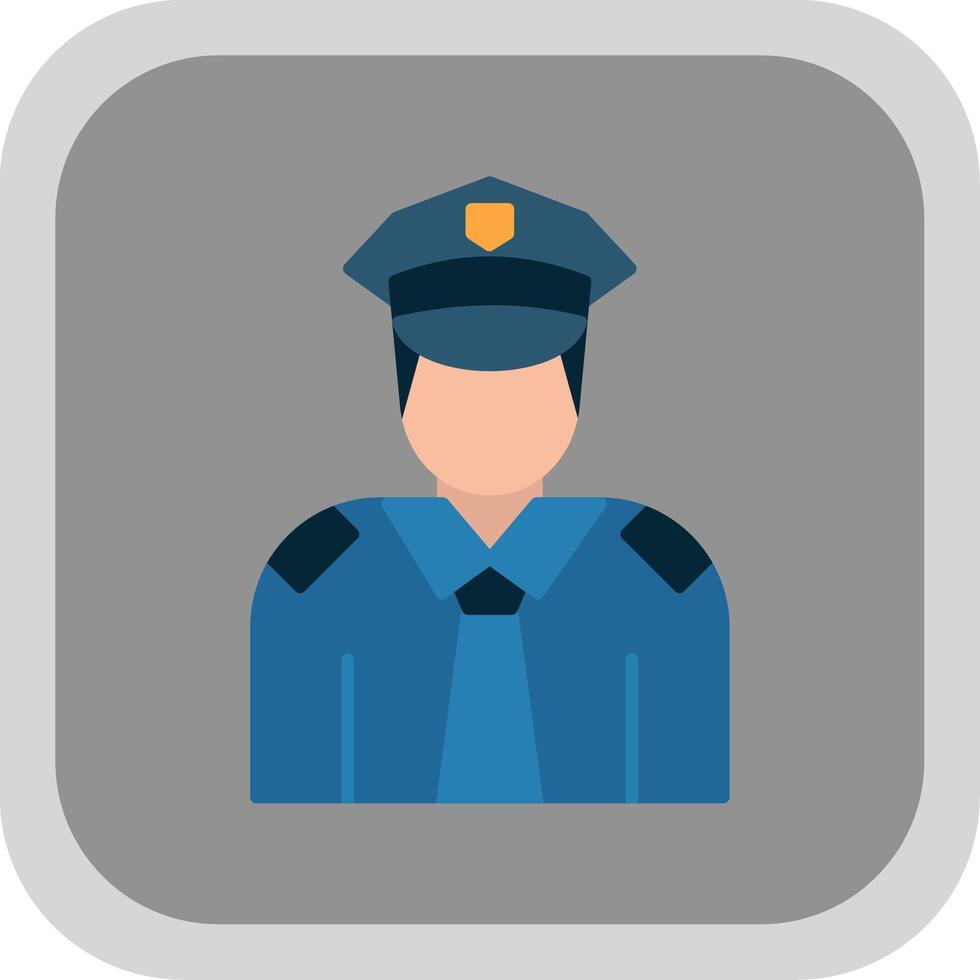 Policeman Flat Round Corner Icon vector