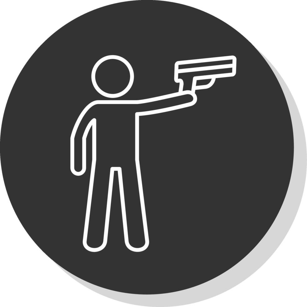 Policeman Holding Gun Line Grey Circle Icon vector