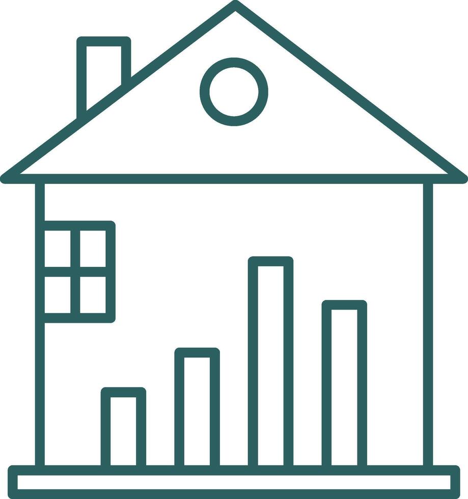 Real Estate Stats Line Gradient Round Corner Icon vector