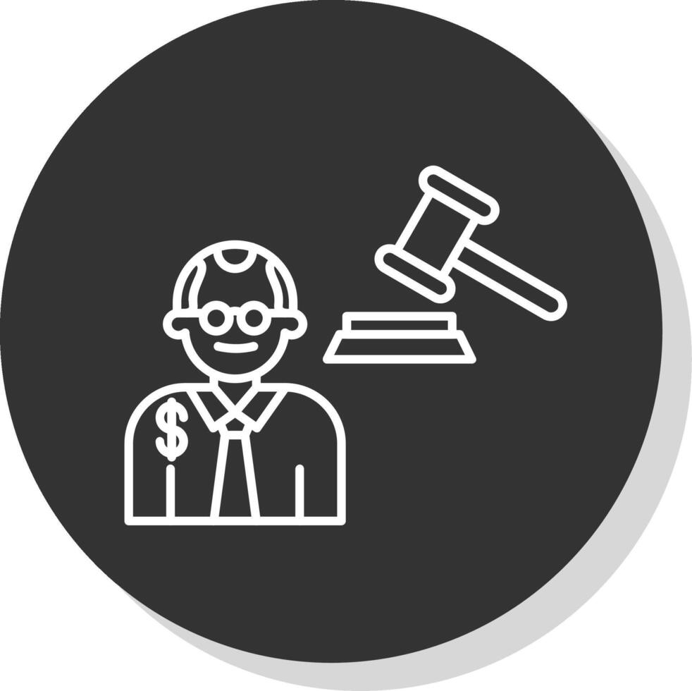 Judge Giving Order Line Grey Circle Icon vector