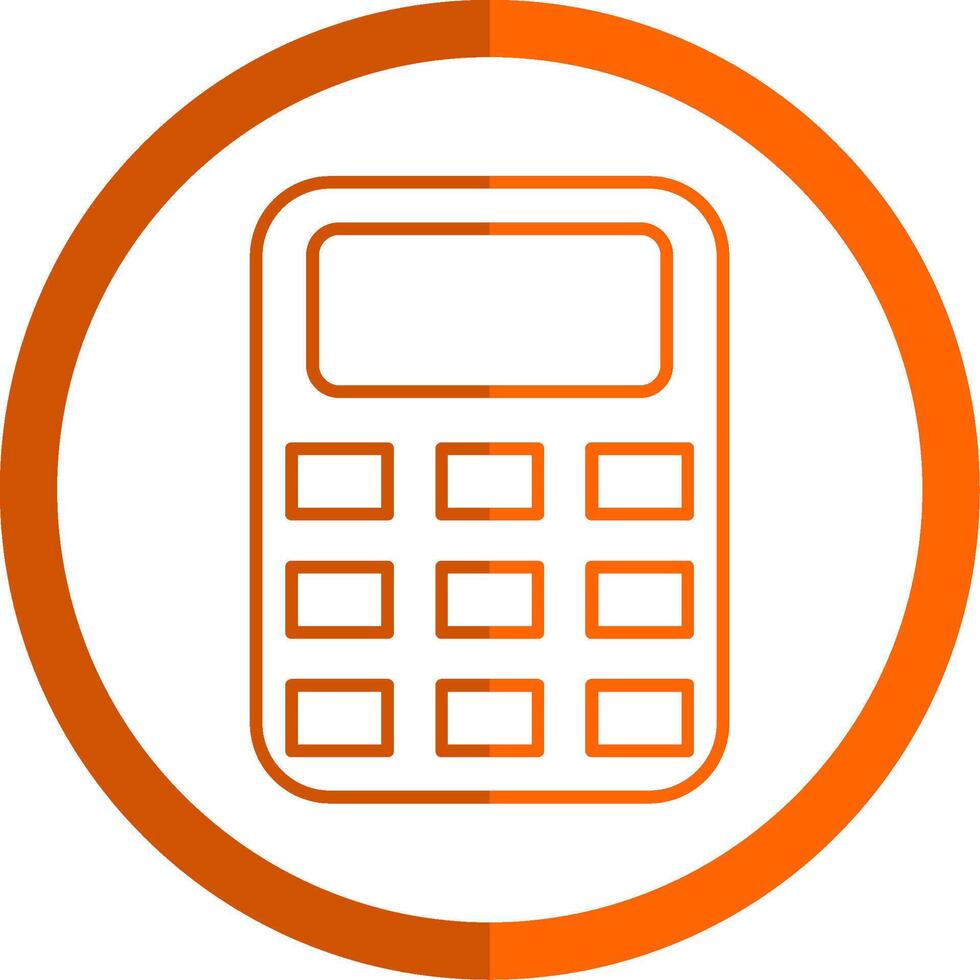 Calculator Line Orange Circle Icon vector