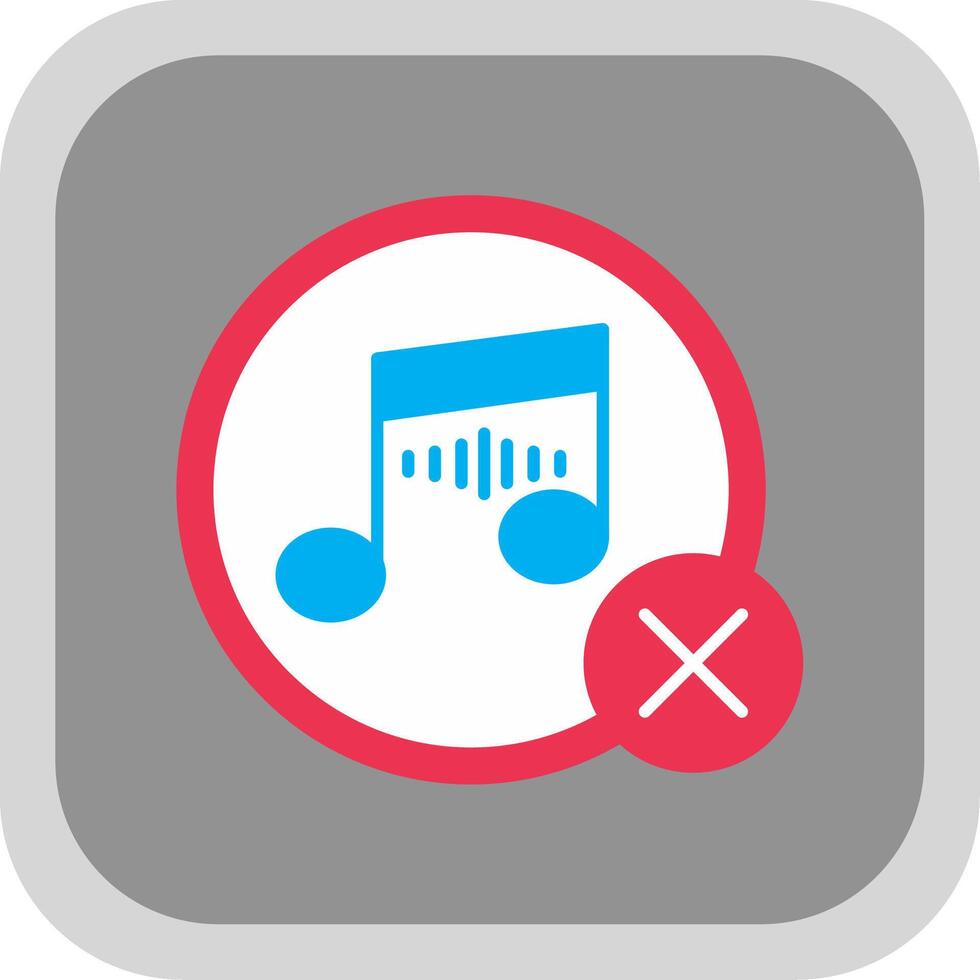 No Music Flat Round Corner Icon vector