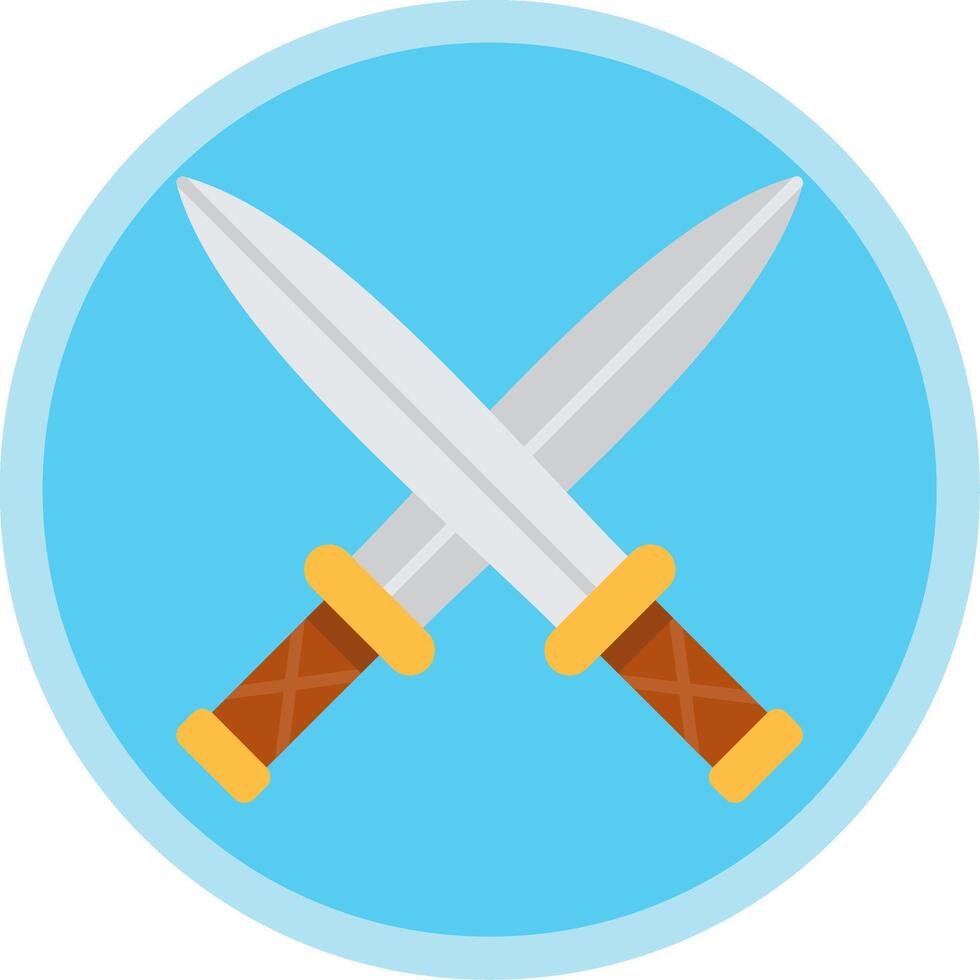 Two Swords Flat Multi Circle Icon vector