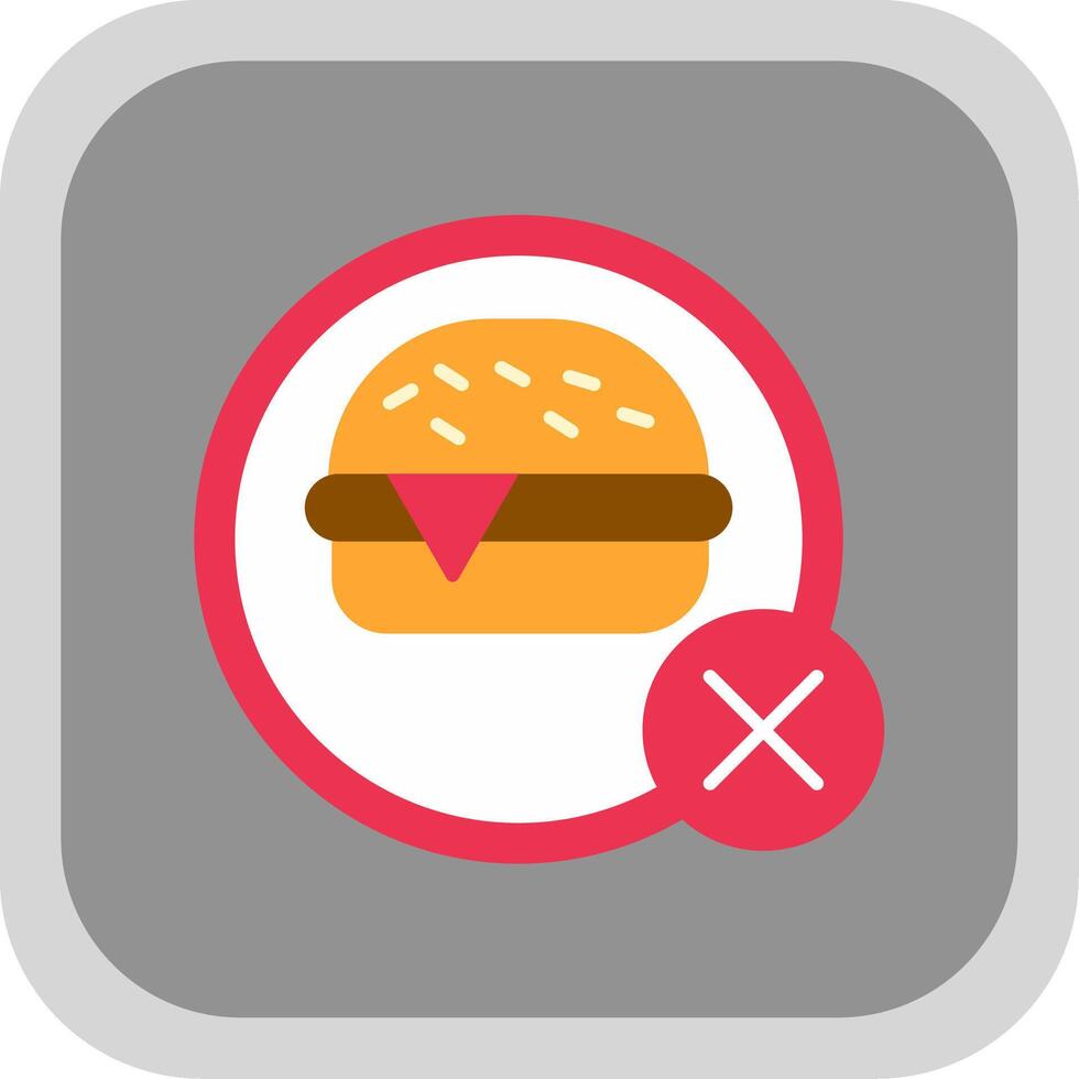 No Food Flat Round Corner Icon vector