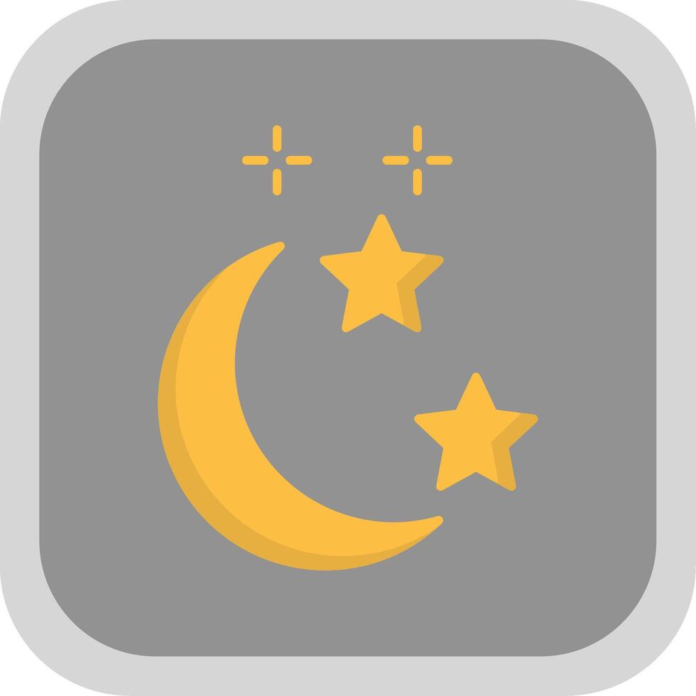 Luna y estrella plano redondo esquina icono vector