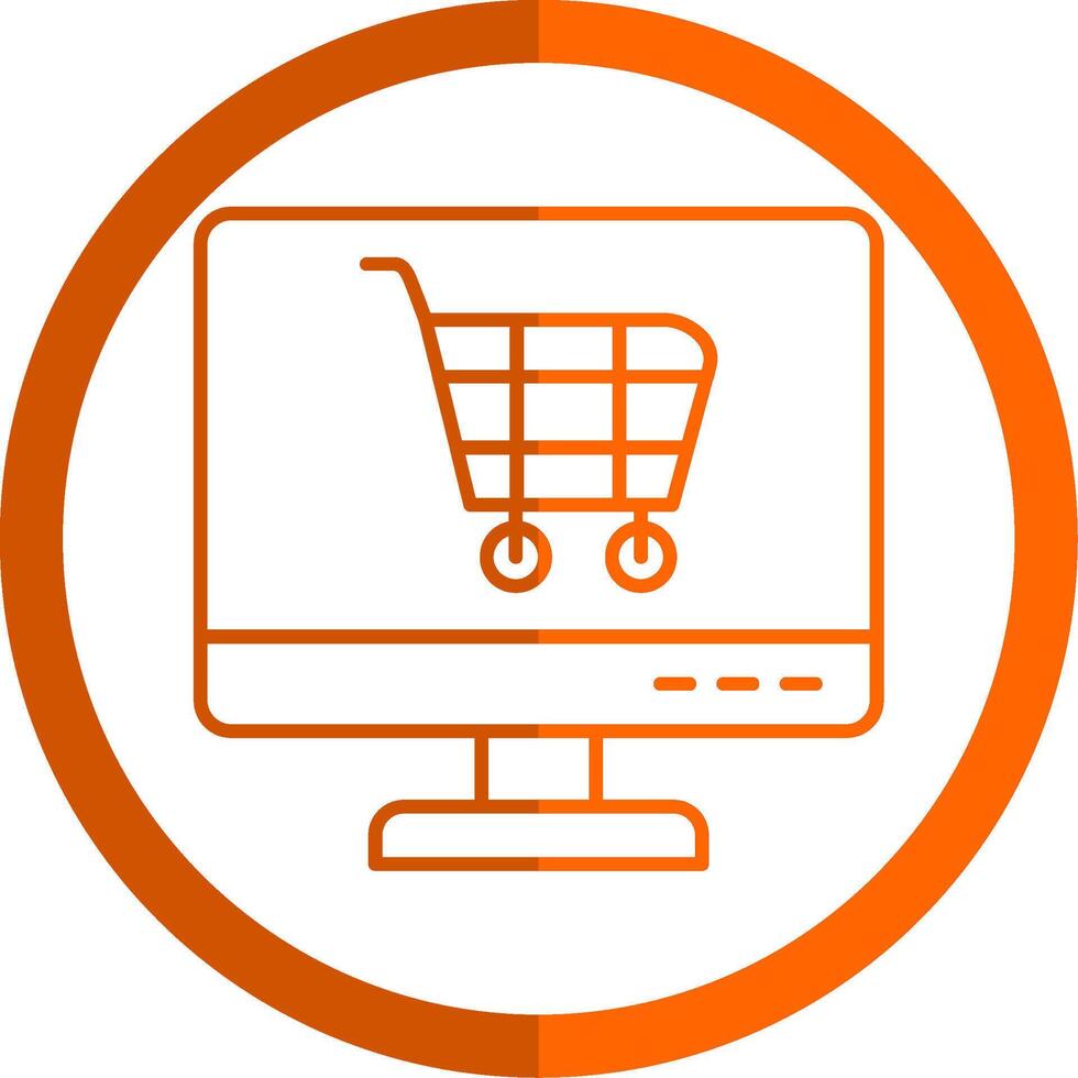 comercio electrónico línea naranja circulo icono vector
