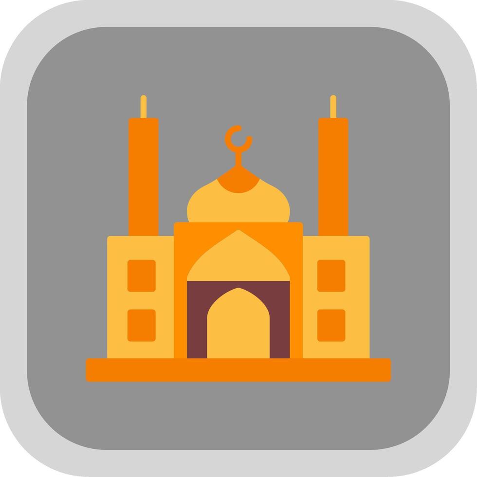 mezquita plano redondo esquina icono vector