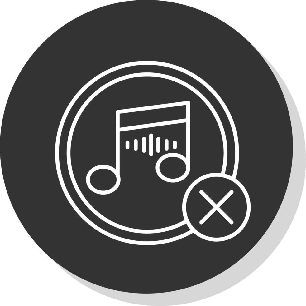 No Music Line Grey Circle Icon vector