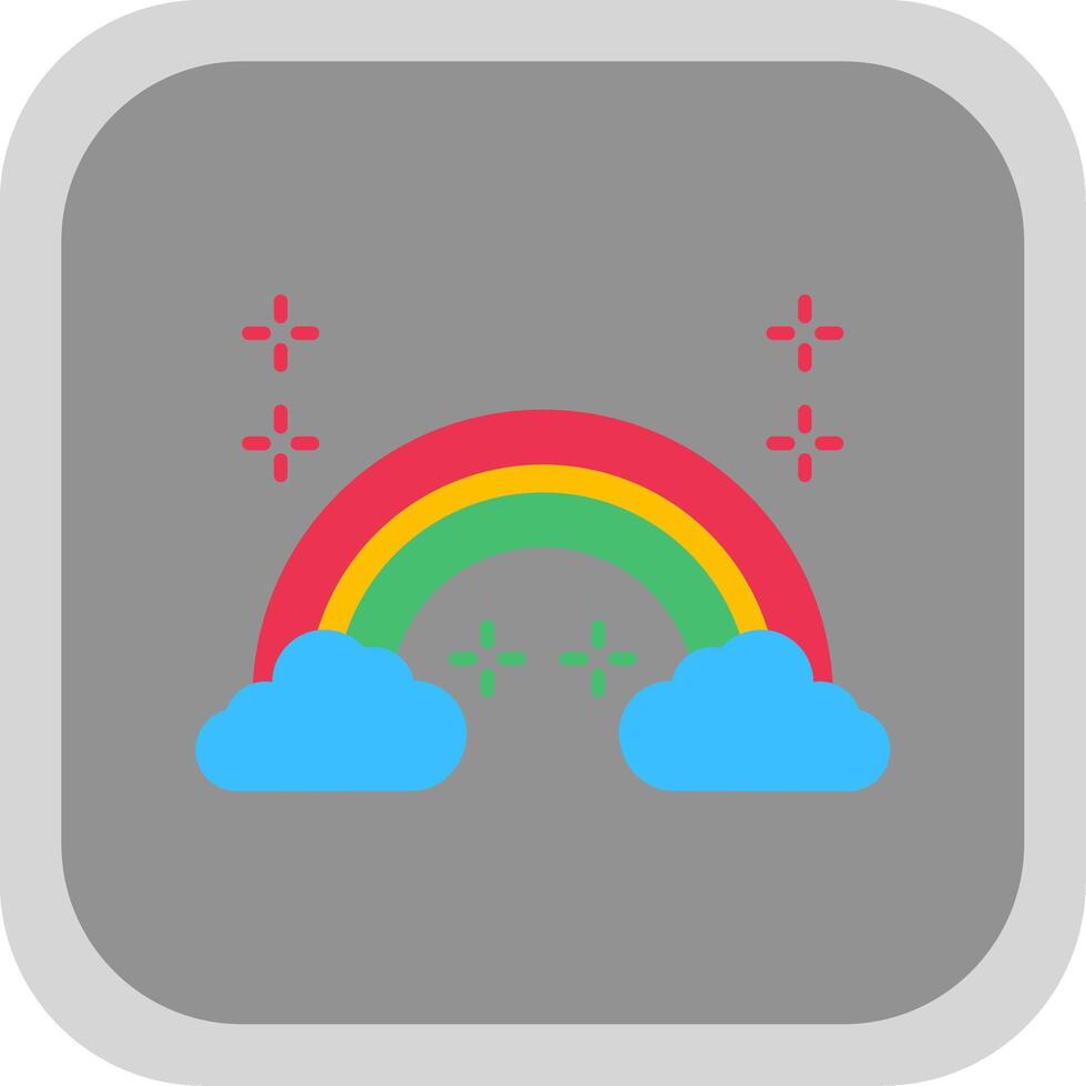 Rainbow Flat Round Corner Icon vector