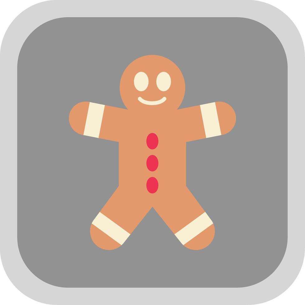 Gingerbread Man Flat Round Corner Icon vector