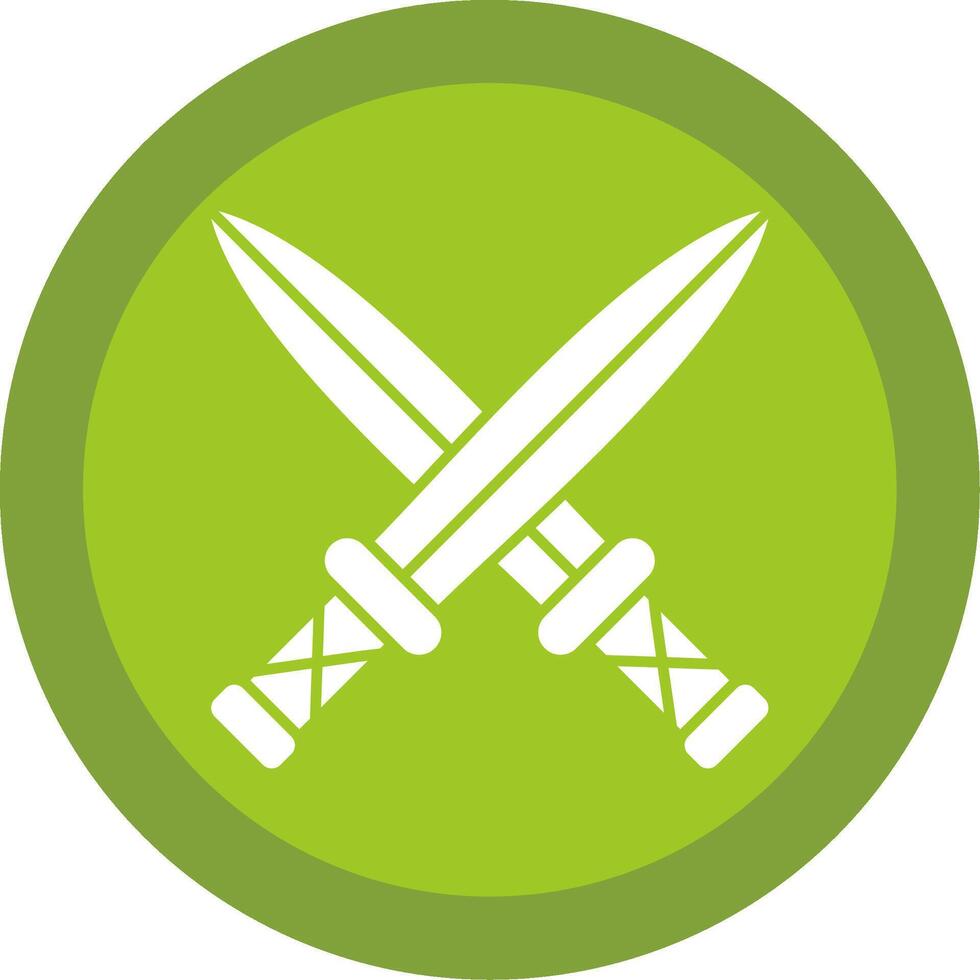Two Swords Glyph Multi Circle Icon vector