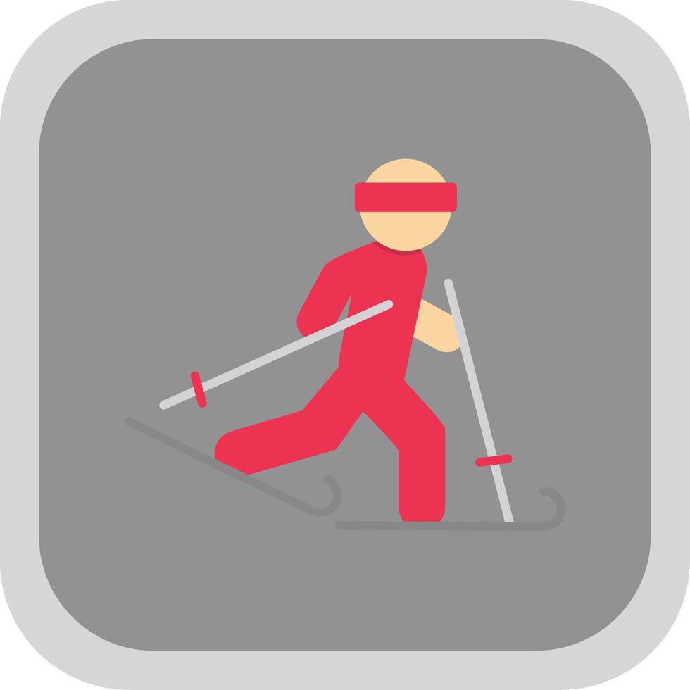 Ski Flat Round Corner Icon vector