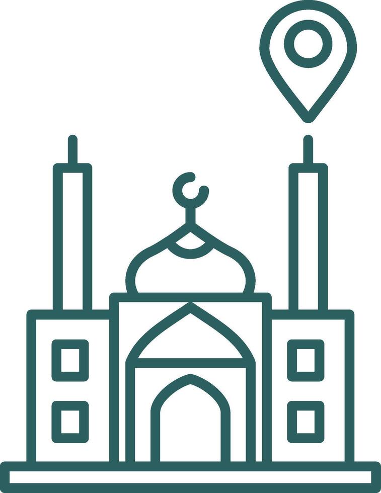 Mosque Location Line Gradient Round Corner Icon vector