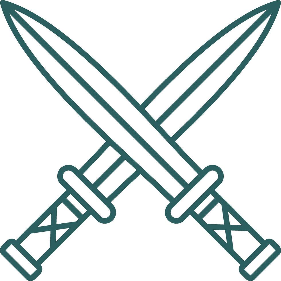 Two Swords Line Gradient Round Corner Icon vector