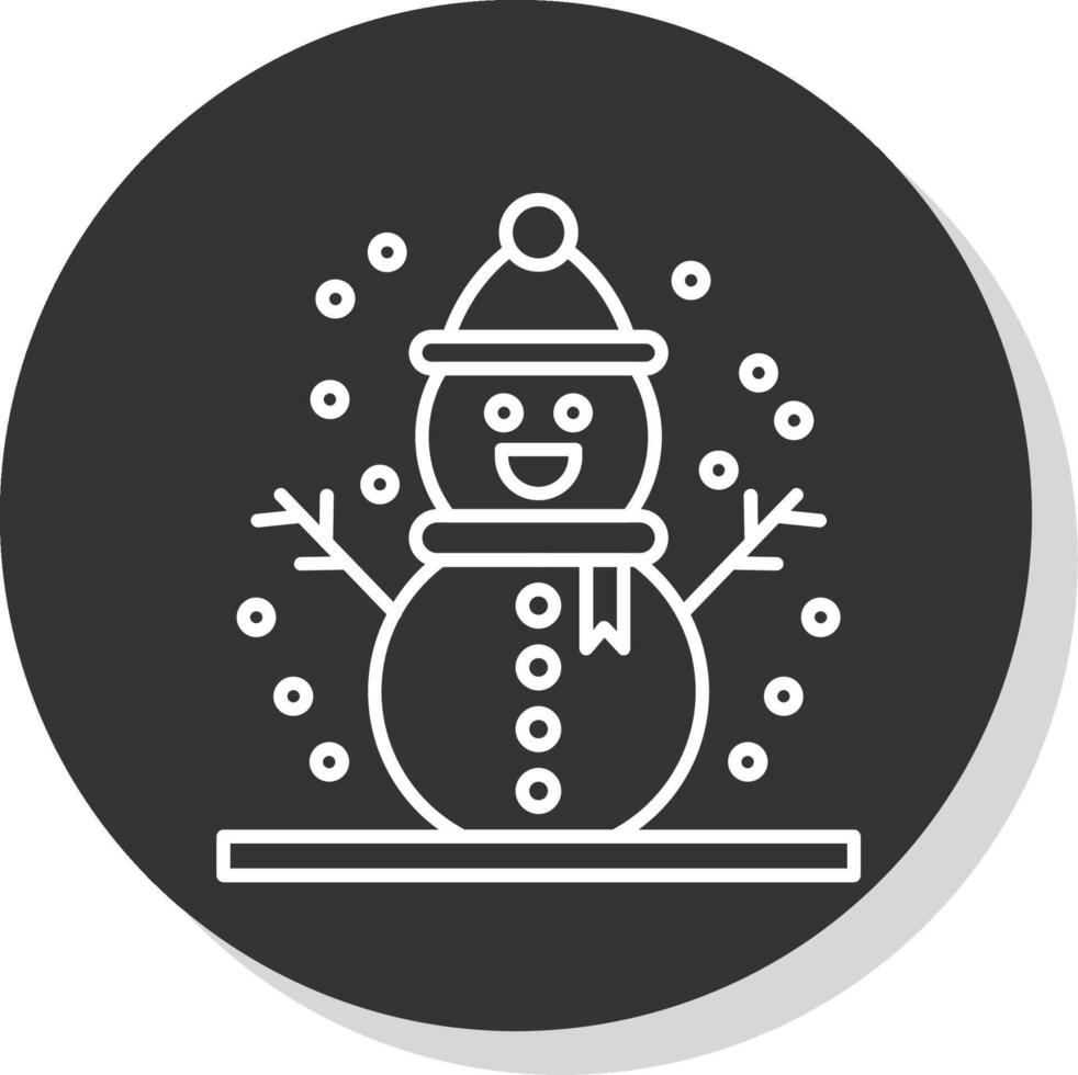 Snowman Line Grey Circle Icon vector