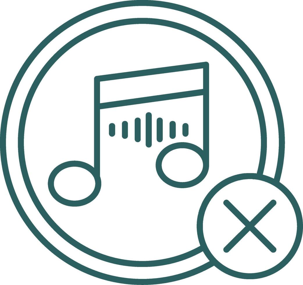 No Music Line Gradient Round Corner Icon vector