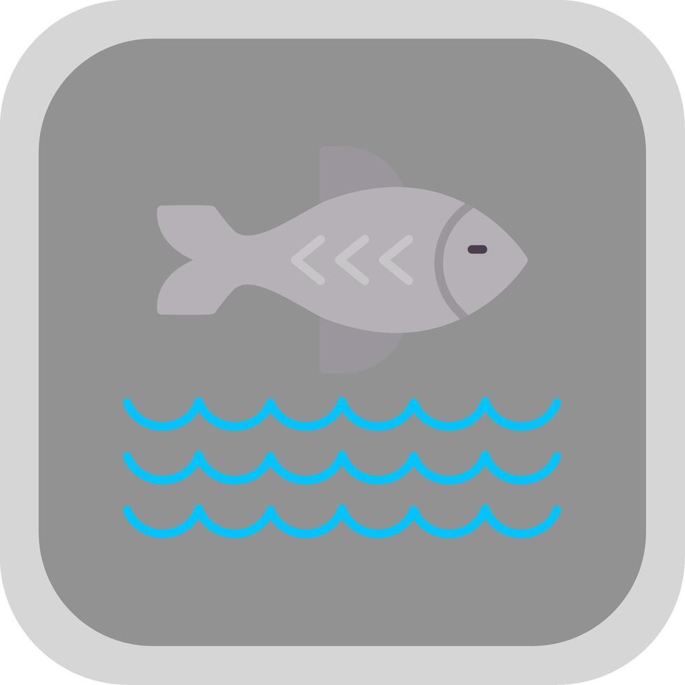 pescado plano redondo esquina icono vector