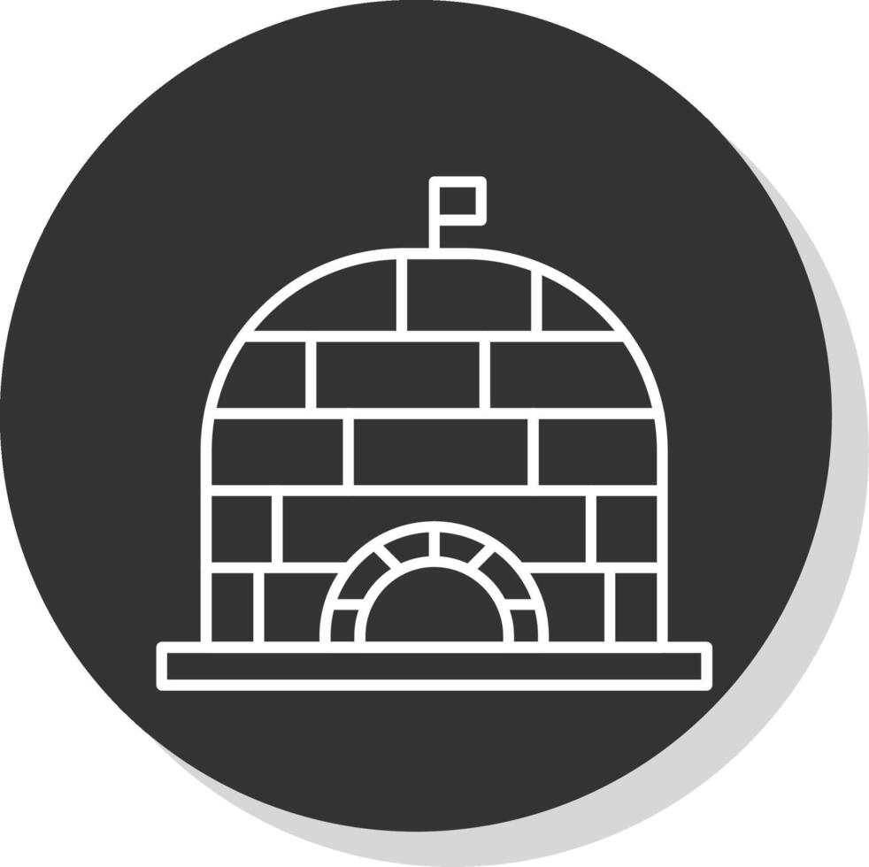 Igloo Line Grey Circle Icon vector