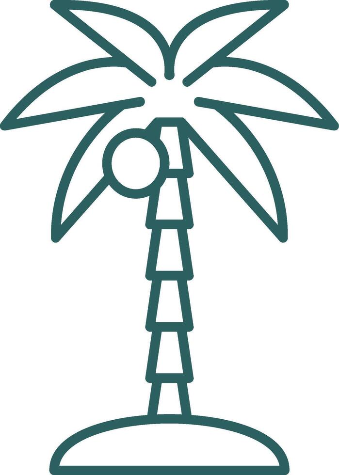 Coco árbol línea degradado redondo esquina icono vector