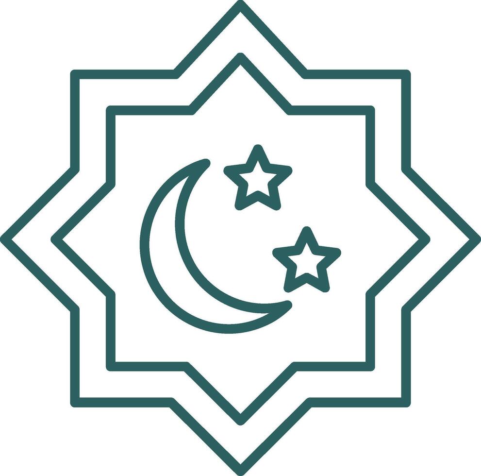 Islamic Star Line Gradient Round Corner Icon vector