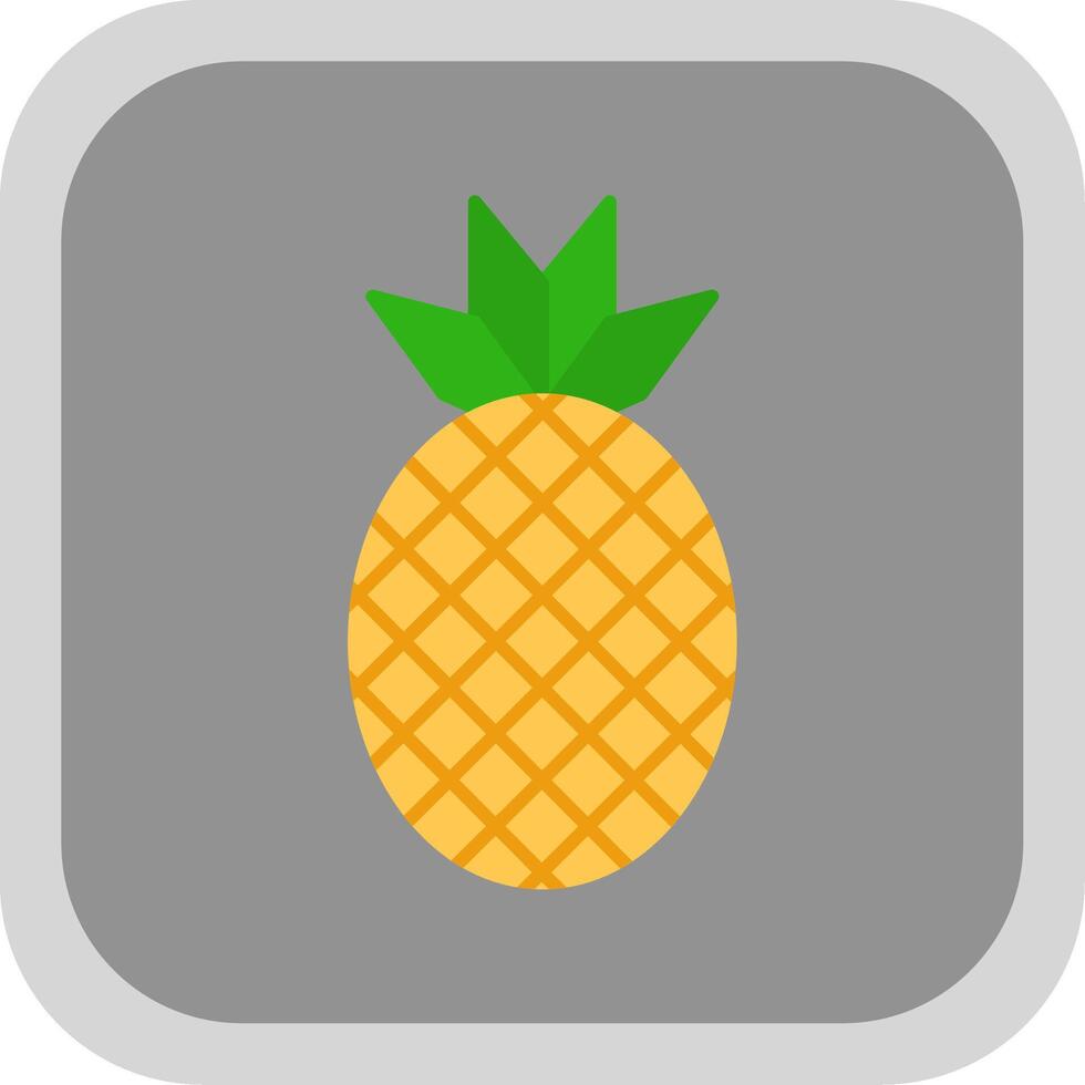 Pineapple Flat Round Corner Icon vector