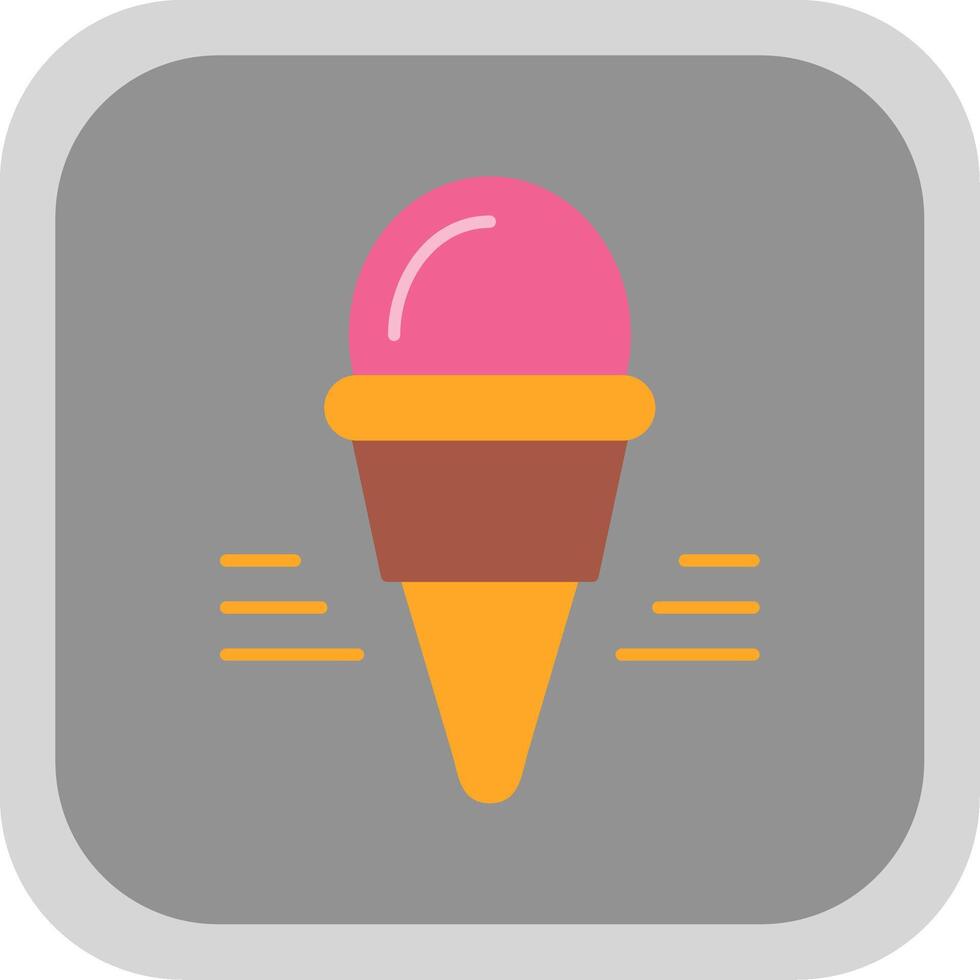 Ice Cream Flat Round Corner Icon vector