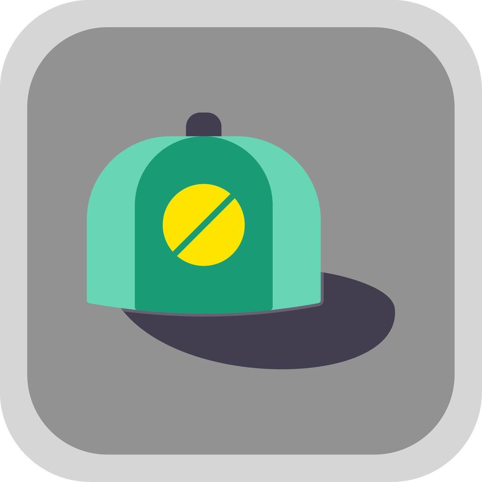 Baseball Cap Flat Round Corner Icon vector