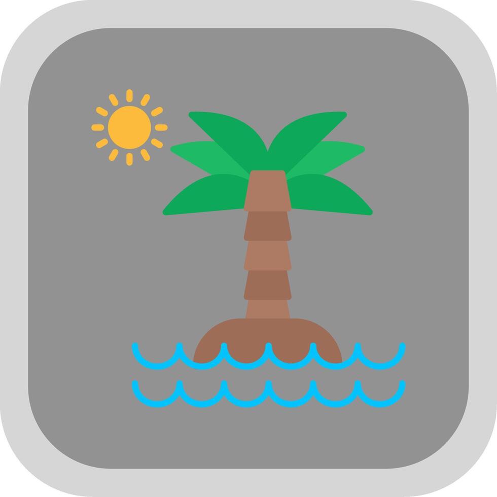 Desert Island Flat Round Corner Icon vector