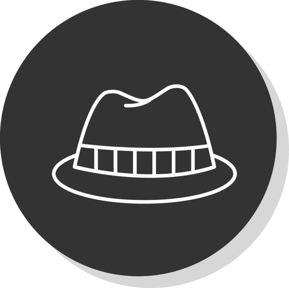 fedora sombrero línea gris circulo icono vector