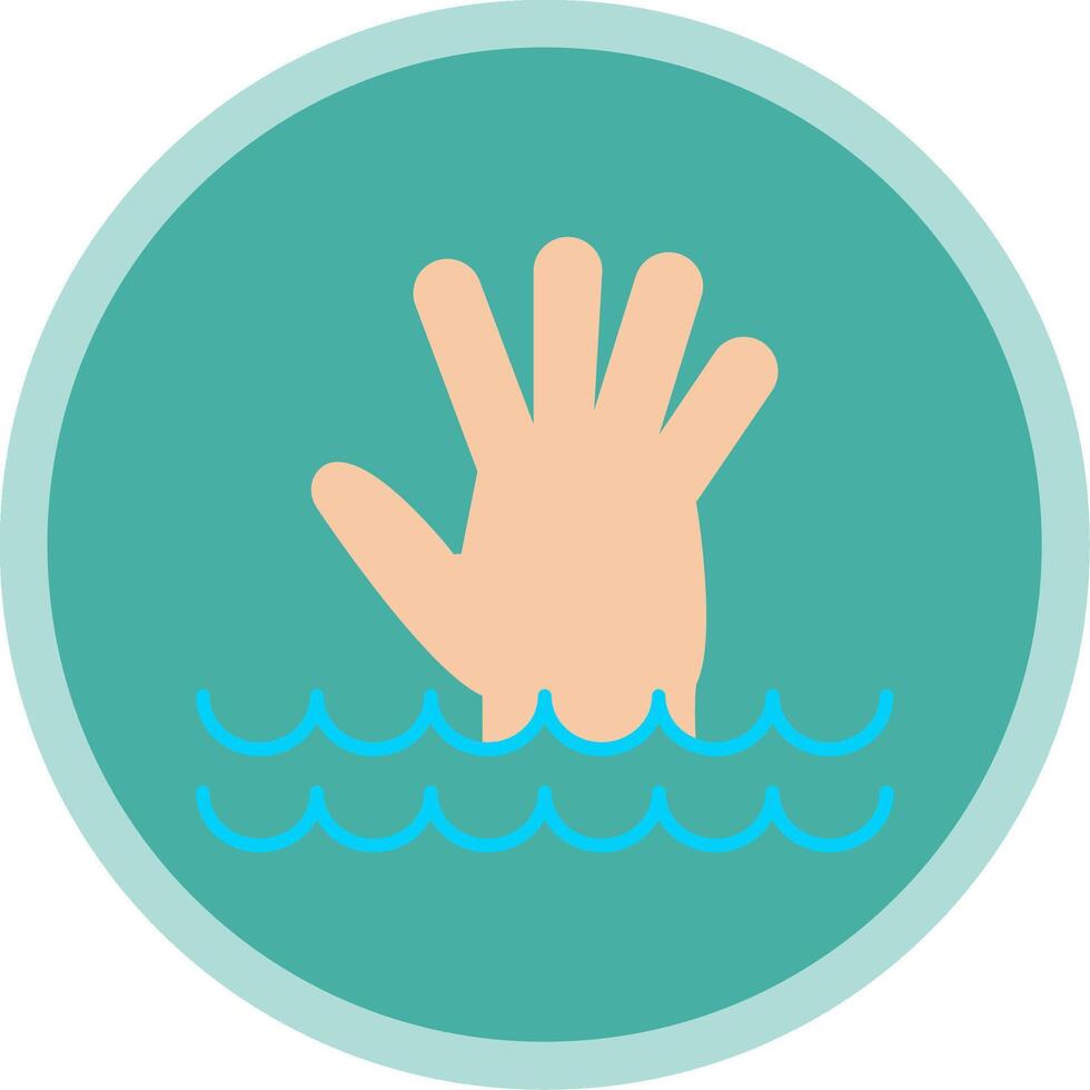 Drowning Flat Multi Circle Icon vector