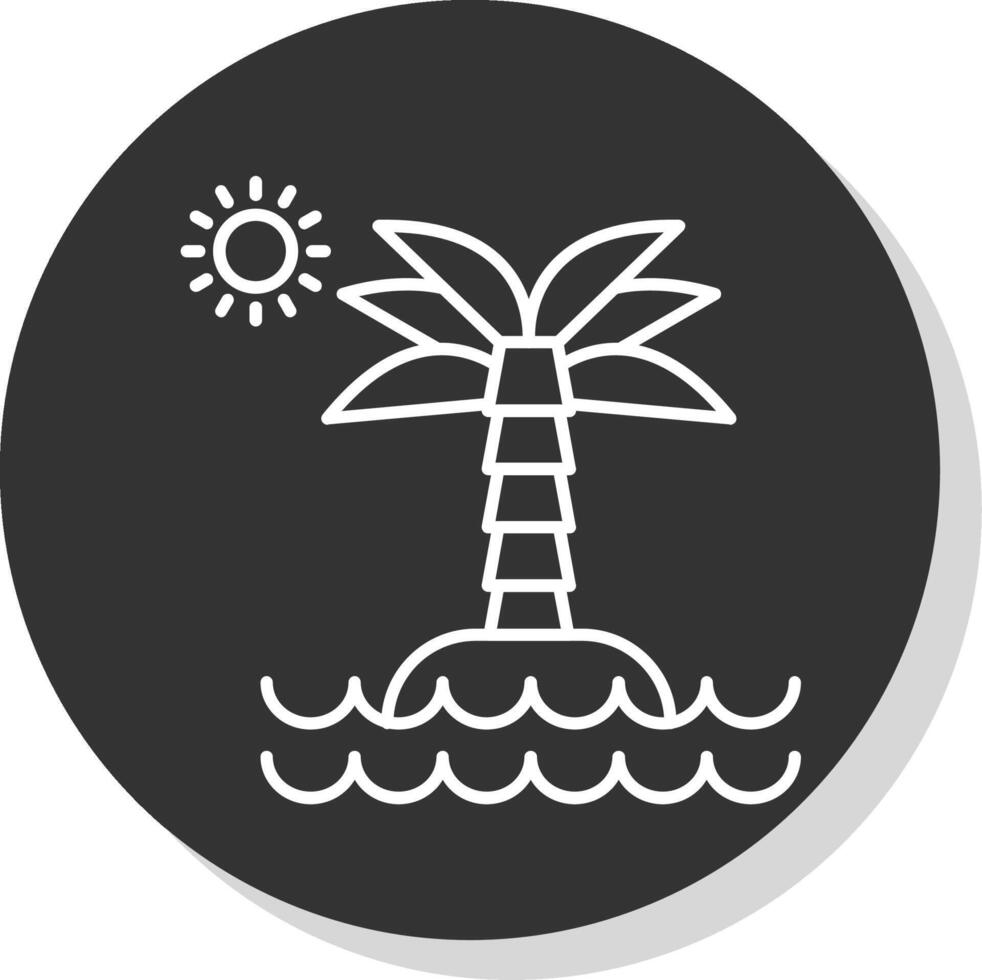 Desierto isla línea gris circulo icono vector