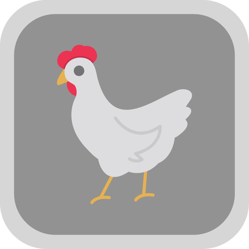 Chicken Flat Round Corner Icon vector