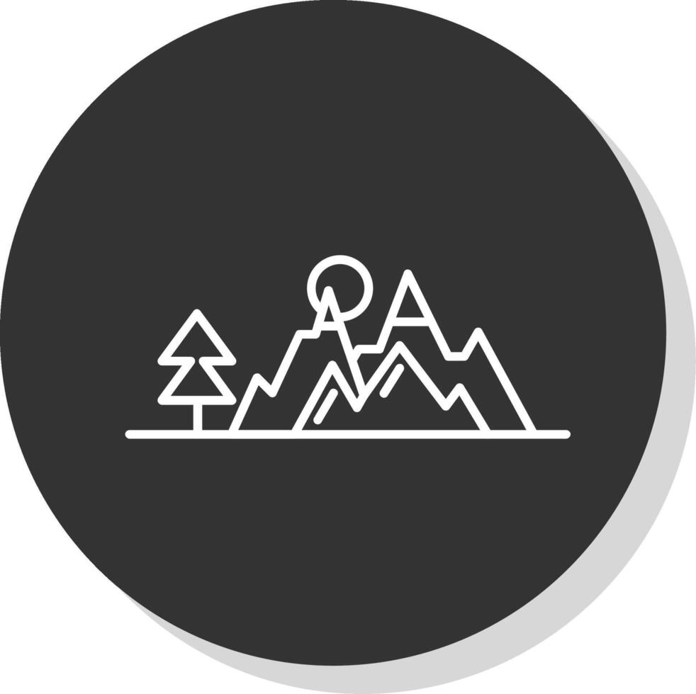 montañas línea gris circulo icono vector