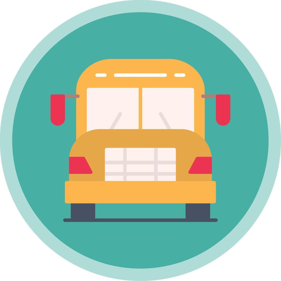 School Bus Flat Multi Circle Icon vector