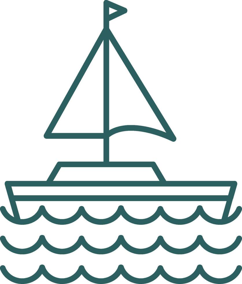 Sail Boat Line Gradient Round Corner Icon vector