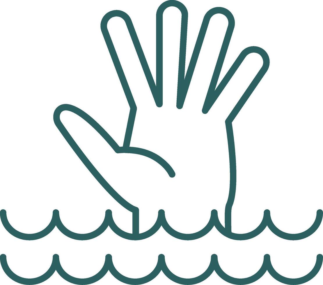 Drowning Line Gradient Round Corner Icon vector