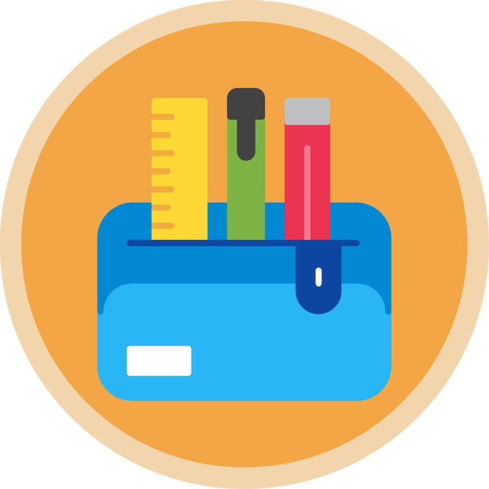 Pencil Case Flat Multi Circle Icon vector