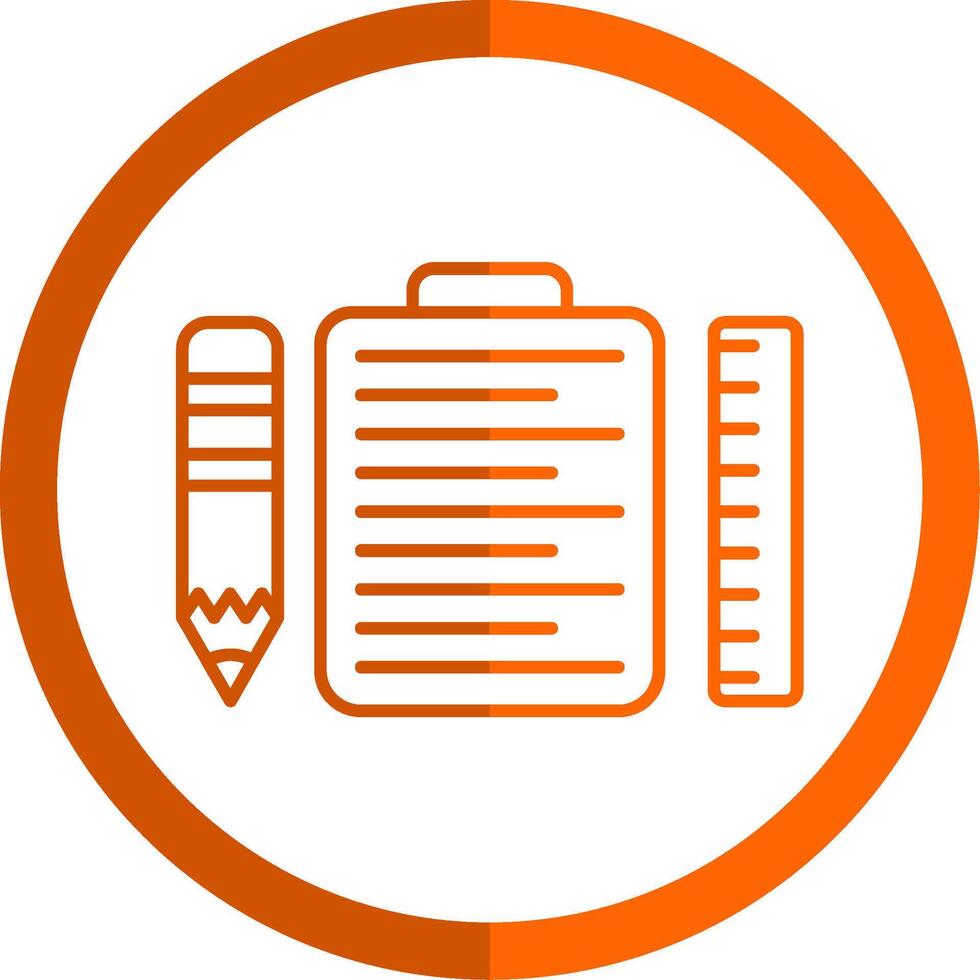 Clipboard Line Orange Circle Icon vector