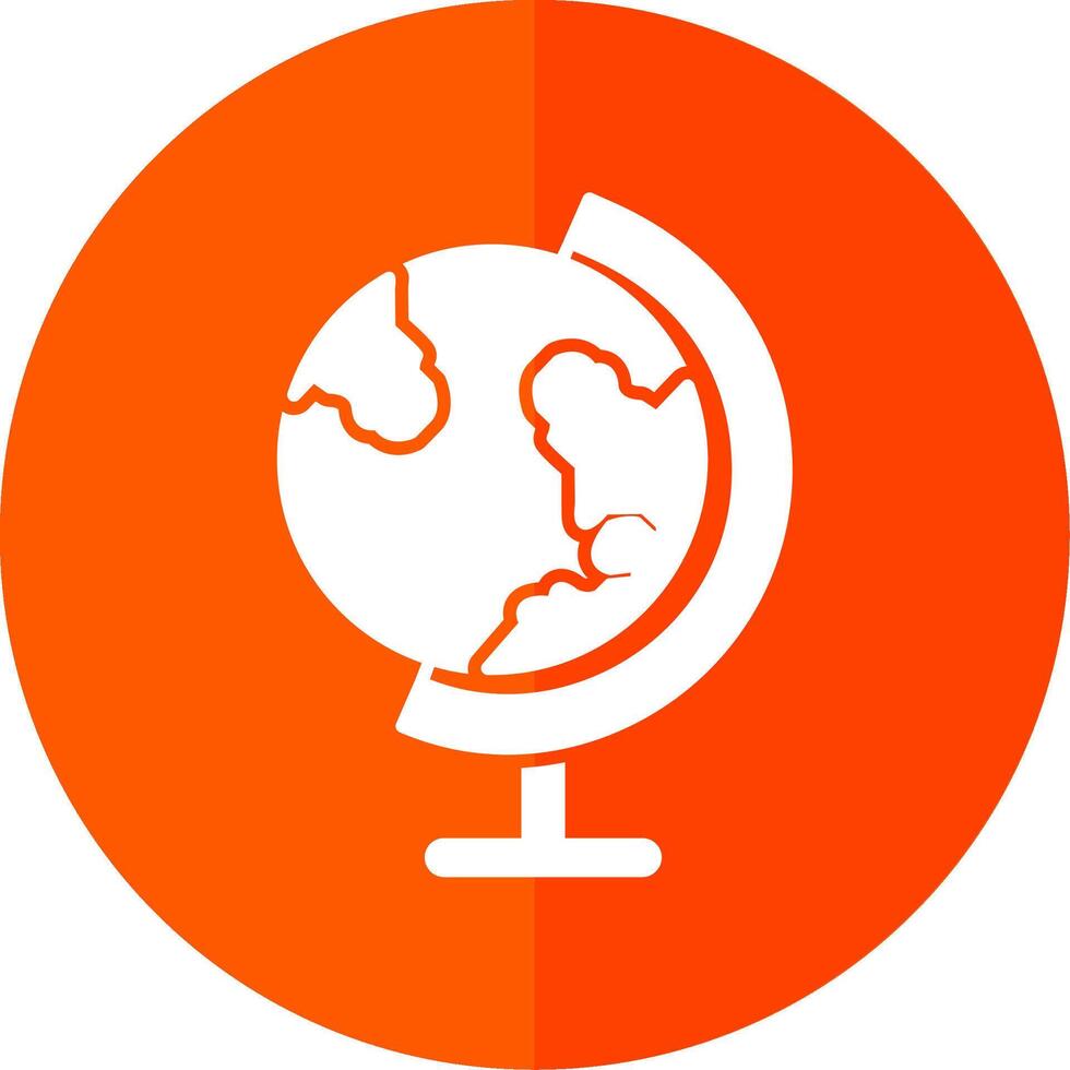 Earth Globe Glyph Red Circle Icon vector