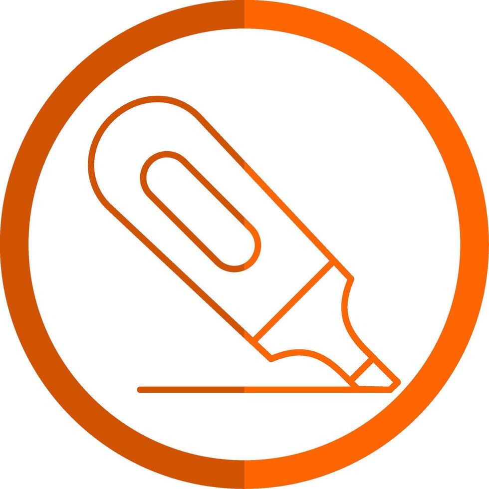 Highlighter Line Orange Circle Icon vector