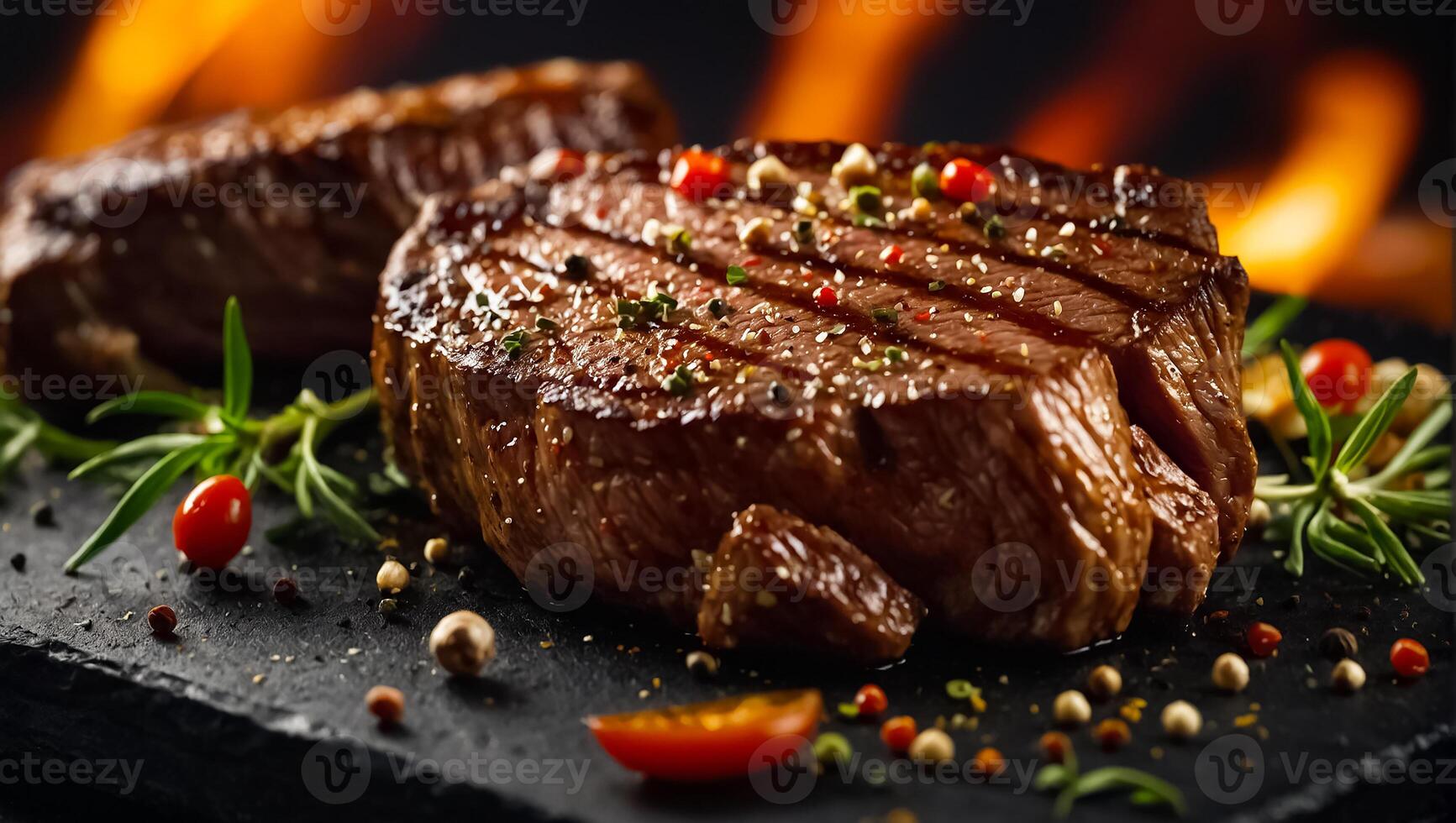 Appetizing grilled beef steak photo