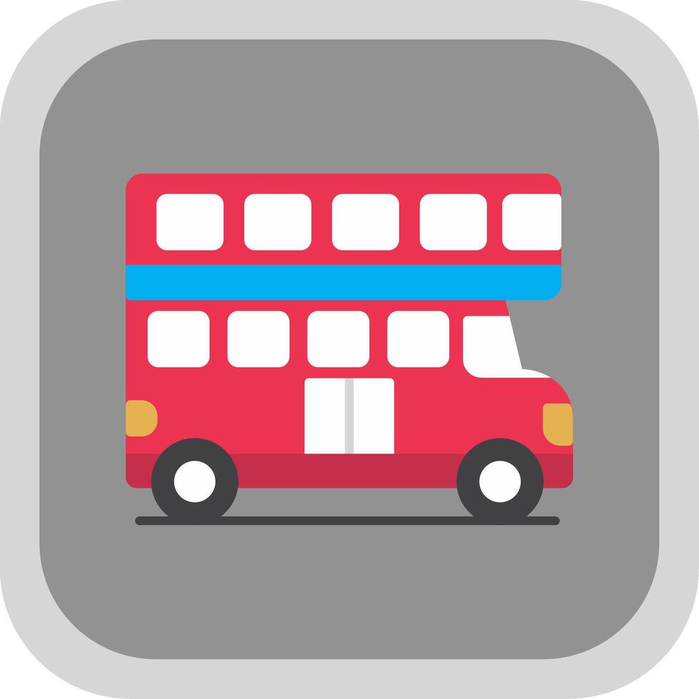 Double Bus Flat Round Corner Icon vector