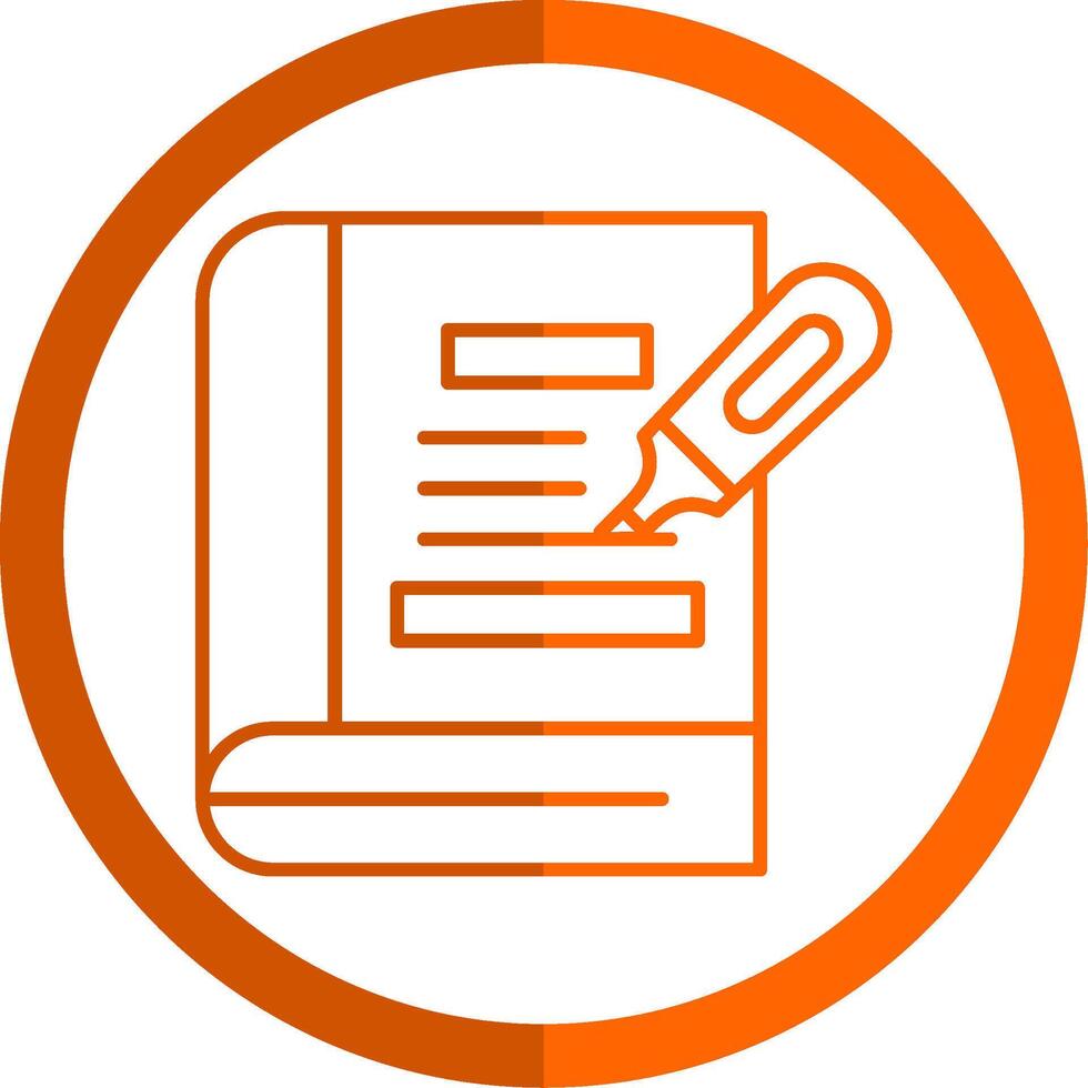 Highlighter Line Orange Circle Icon vector