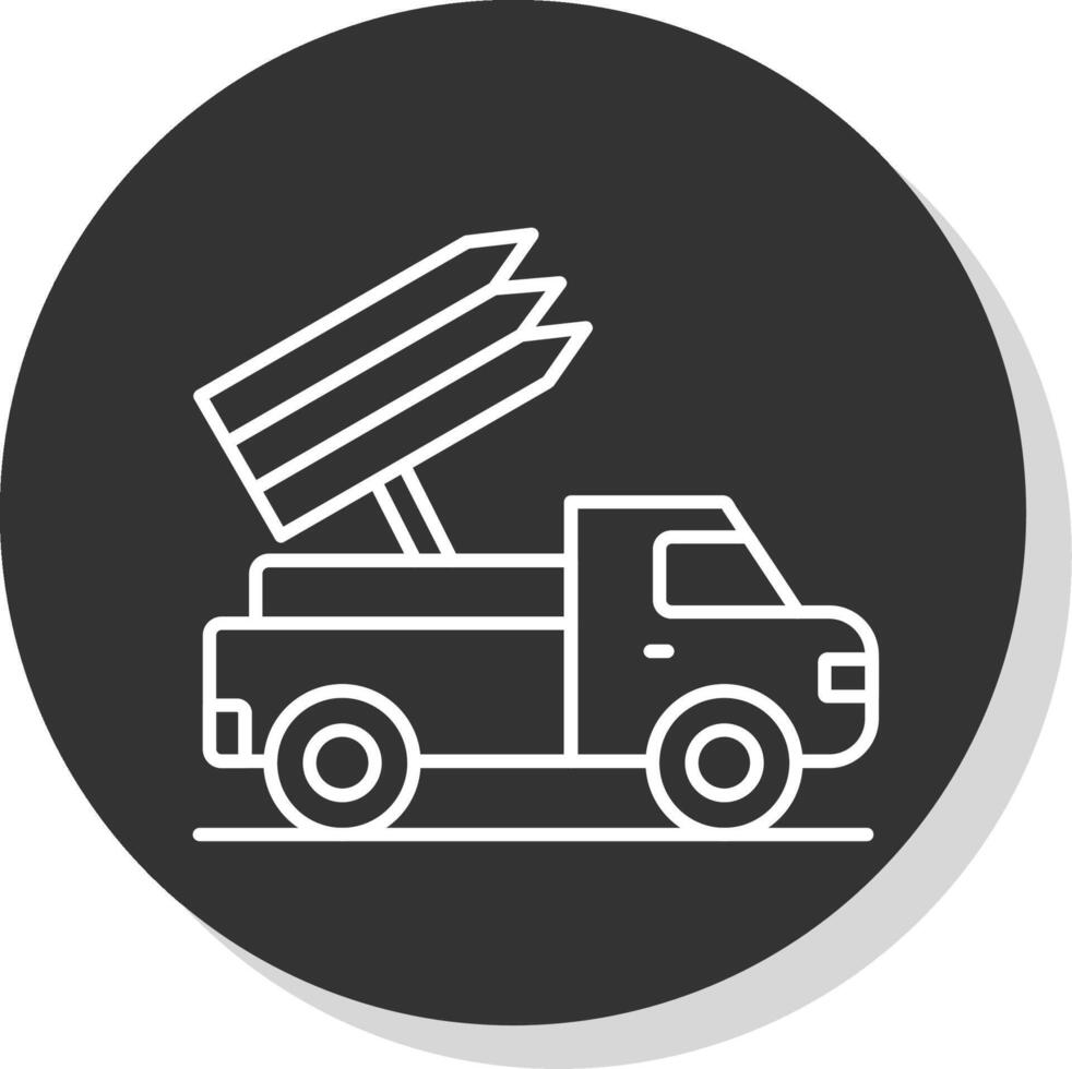 Missile Truck Line Grey Circle Icon vector