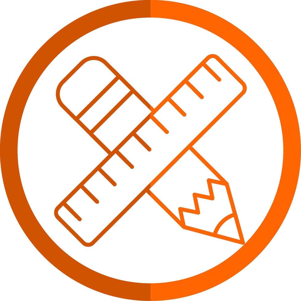 Pencil And Ruler Line Orange Circle Icon vector